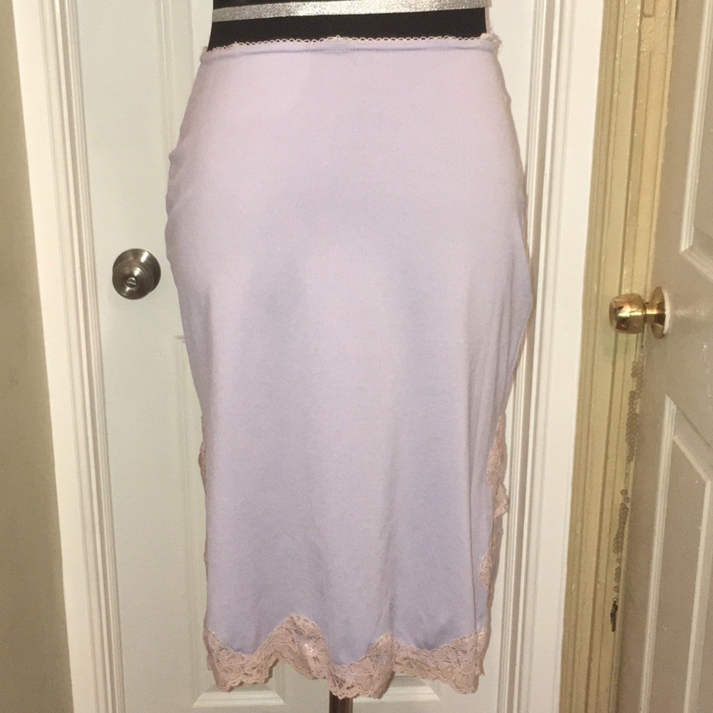 VTG Free People Inspired Necessary Objects Lilac Lace Trim Skirt Sz S